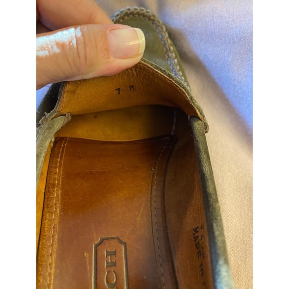 Coach Sage Green Suede Loafers Size 7 - Picture 3 of 9